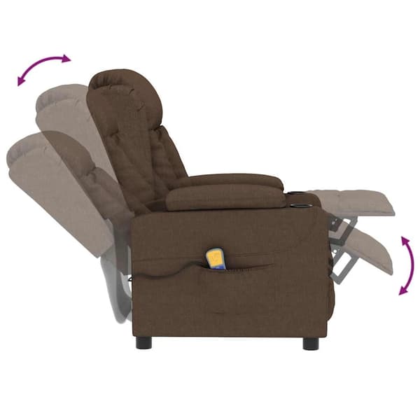 vidaXL Massagefåtölj brun tyg Brun