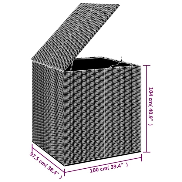 vidaXL Dynbox PE-rotting 100x97,5x104 cm grå grå