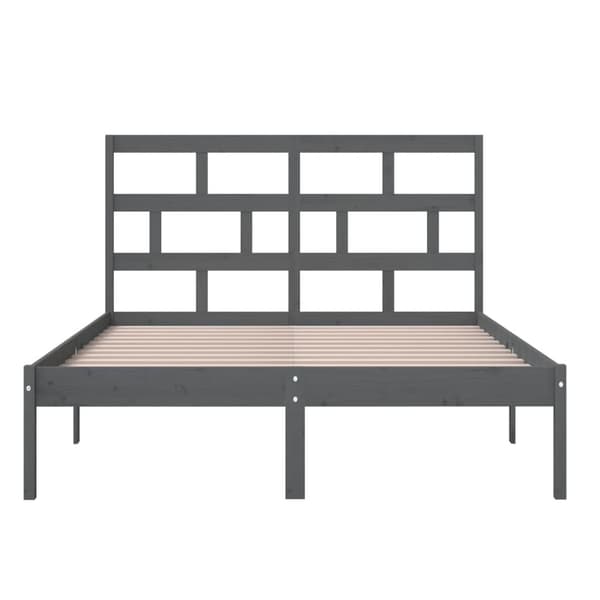 vidaXL Sängram massivt trä 150x200 cm grå Grå