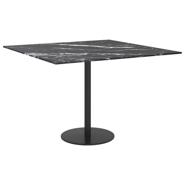 vidaXL Bordsskiva svart 60x60 cm 6 mm härdat glas med marmortextur Svart