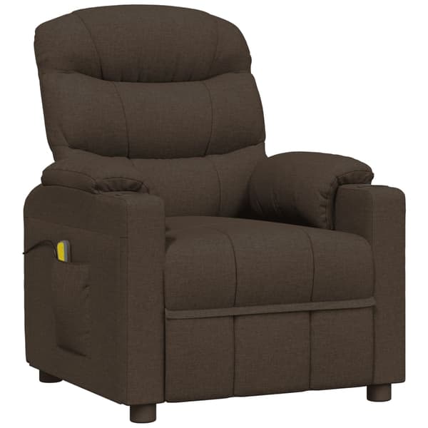 vidaXL Massagefåtölj mörkbrun tyg Brun