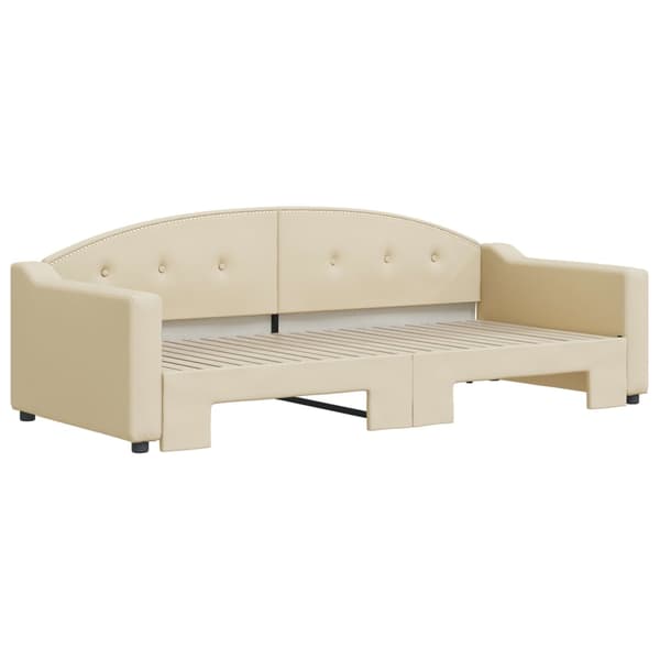 vidaXL Dagbädd utdragbar gräddvit 90x200 cm tyg Kräm