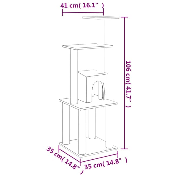 vidaXL Klösträd med sisalpelare ljusgrå 105 cm grå