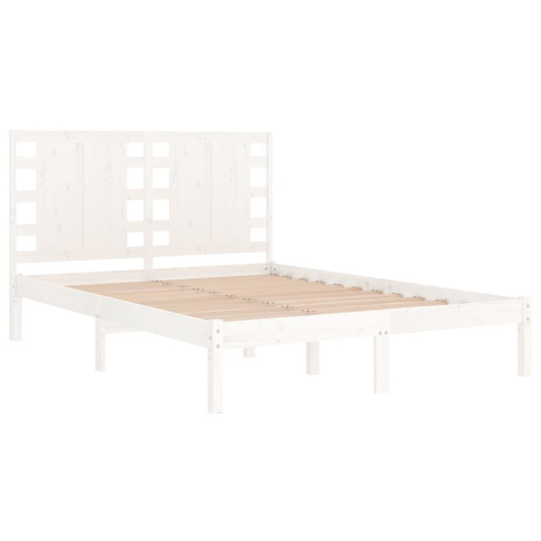 vidaXL Sängram vit massivt trä 135x190 cm Vit