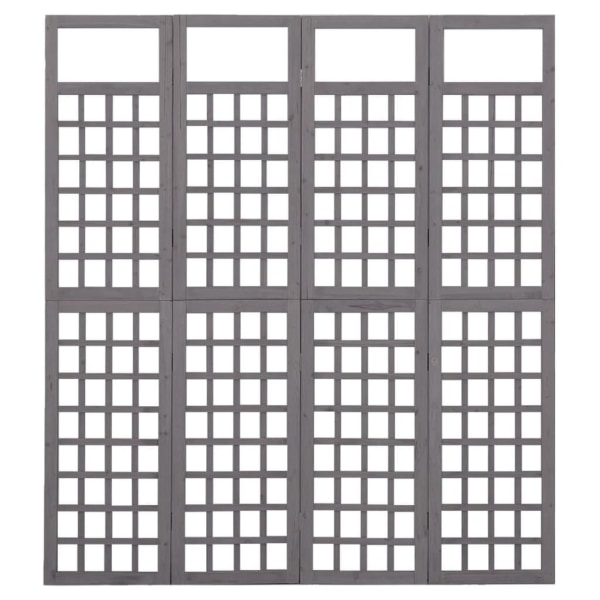 vidaXL Rumsavdelare/Spaljé 4 paneler massiv furu grå 161x180 cm grå
