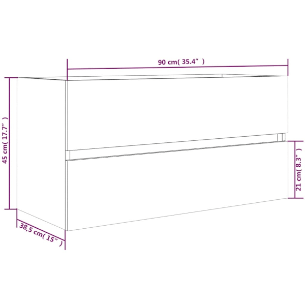 vidaXL Handfatsskåp rökfärgad ek 90x38,5x45 cm konstruerat trä Brun