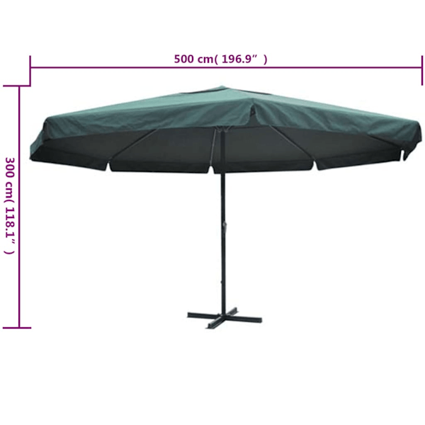 vidaXL Parasoll 500 cm grön Grön