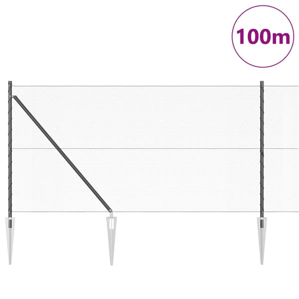 vidaXL Utomhus hexagonal stängsel med stolpe 100 x 1 m Grå Mesh Grå