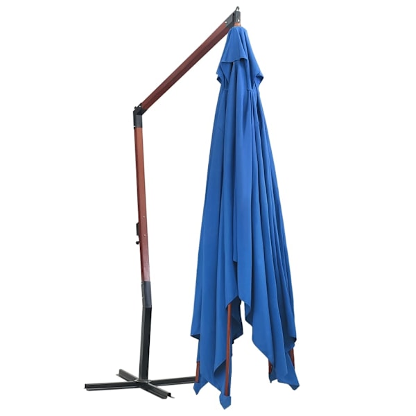 vidaXL Hängande parasoll med trästång 400x300 cm blå Blå