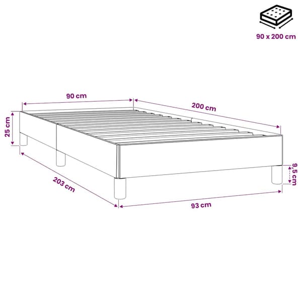 vidaXL Sängram utan madrass ljusgrå 90x200 cm sammet Grå