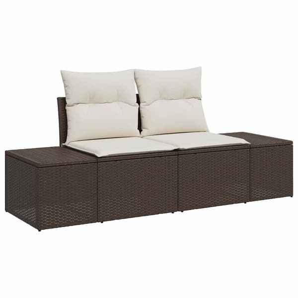vidaXL Trädgårdsoffset 9 st Brun och Kräm Poly rattan Brun