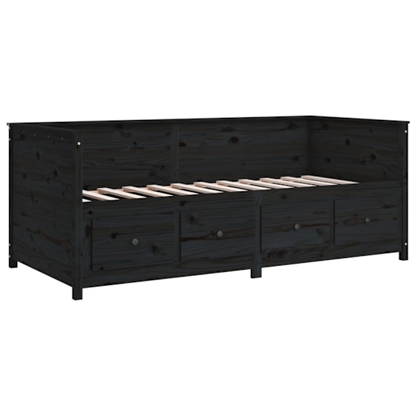 vidaXL Dagbädd svart 100x200 cm massiv furu Svart
