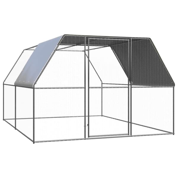 vidaXL Hönsbur för utomhusbruk 3x4x2 m galvaniserat stål Silver