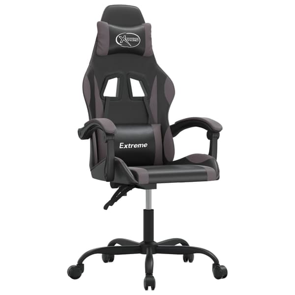 vidaXL Gamingstol svart och grå konstläder Grå