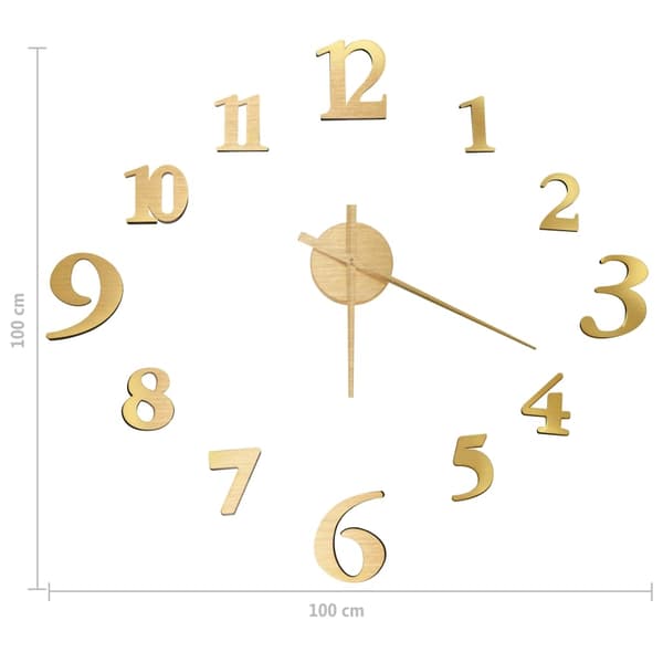 vidaXL Väggklocka 3D modern design guld 100 cm XXL Guld