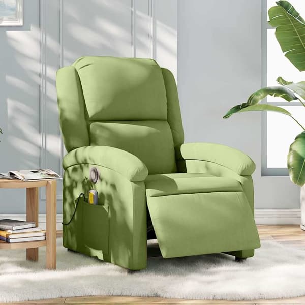 vidaXL Elektrisk massagefåtölj ljusgrön sammet Grön