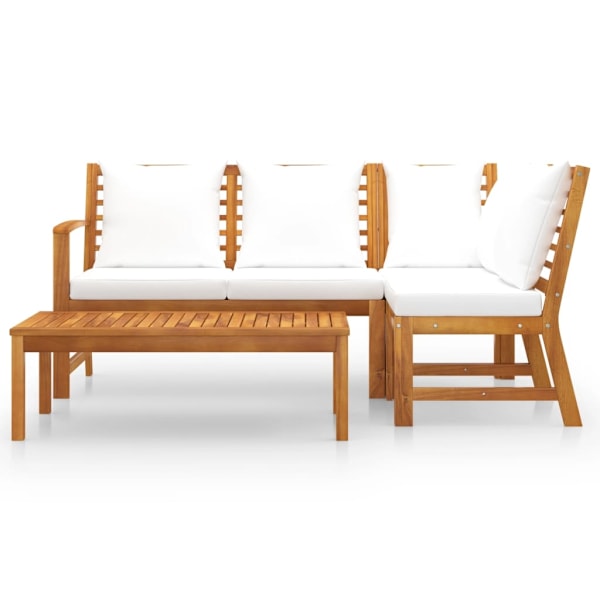 vidaXL Loungeset med dynor 4 delar gräddvit massivt akaciaträ Creme