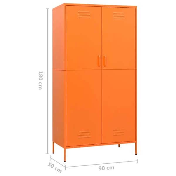 vidaXL Garderob 90x50x180 cm Orange stål Orange