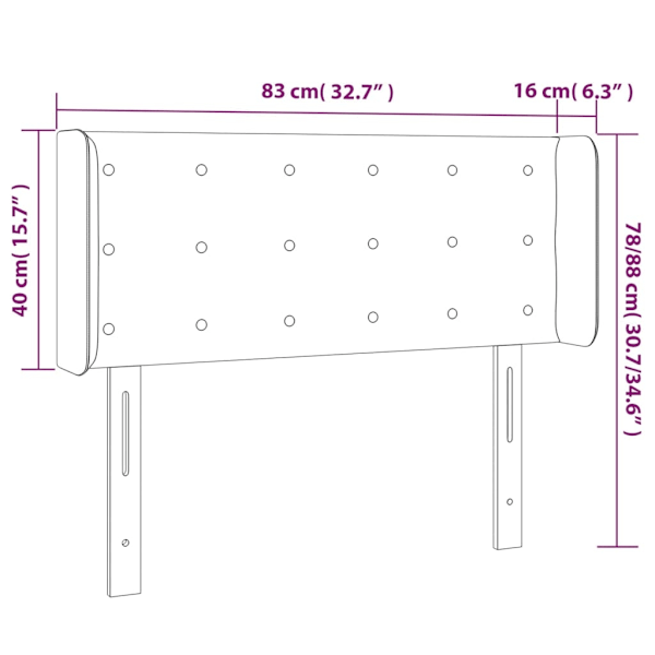 vidaXL Sänggavel med kanter grå 83x16x78/88 cm konstläder Grå