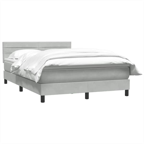 vidaXL Ramsäng med madrass ljusgrå 160x210 cm sammet Grå