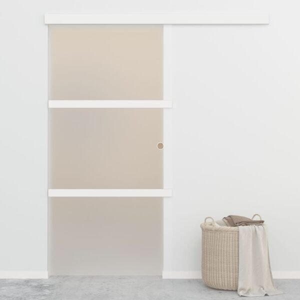 vidaXL Skjutdörr med mjukstopp ESG-glas och aluminium 90x205 cm Silver