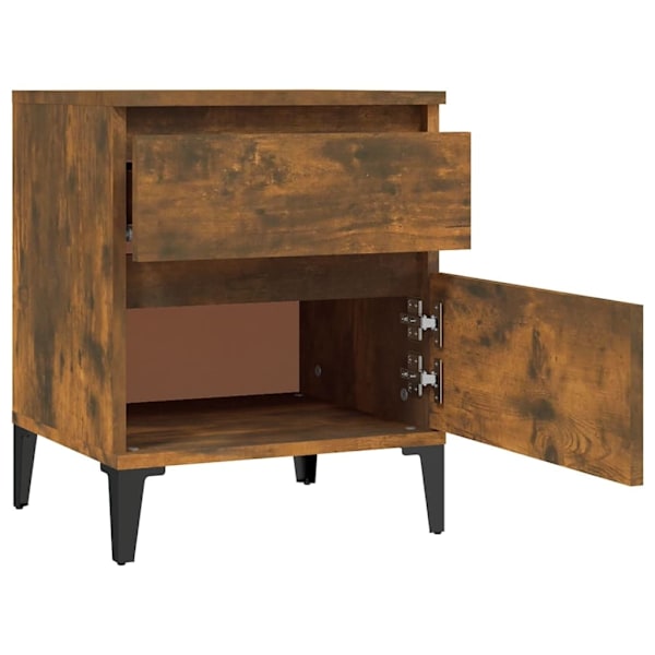 vidaXL Sängbord 2 st Rökfärgad ek 40x35x50 cm Brun