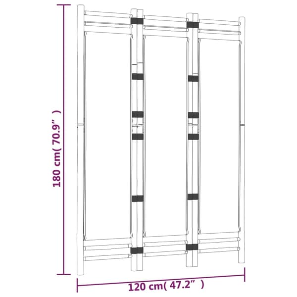 vidaXL Rumsavdelare 3 paneler hopfällbar 120 cm bambu och kanvas art