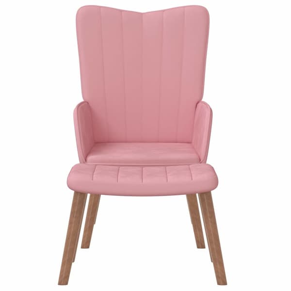 vidaXL Vilstol med fotpall rosa sammet Rosa