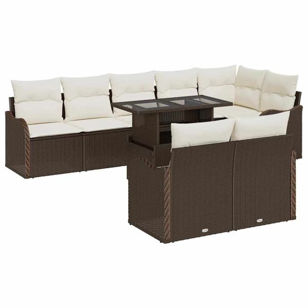 vidaXL Lounge-set 9 st Brun Poly rattan Brun