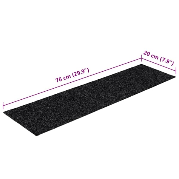 vidaXL Trappstegsmattor självhäftande 15 st 76x20 cm svart Svart