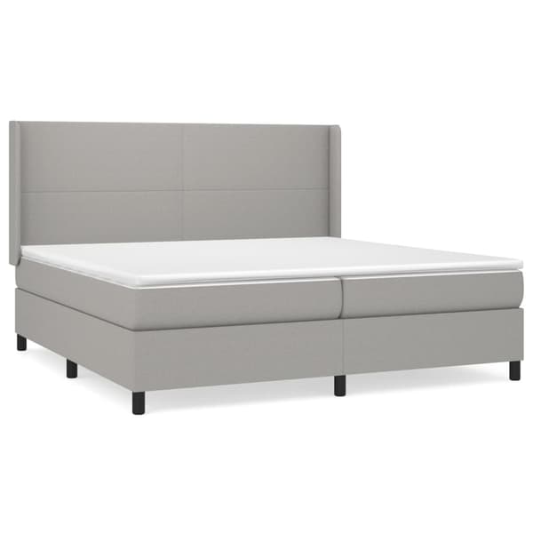 vidaXL Ramsäng med madrass ljusgrå 200x200 cm tyg Grå