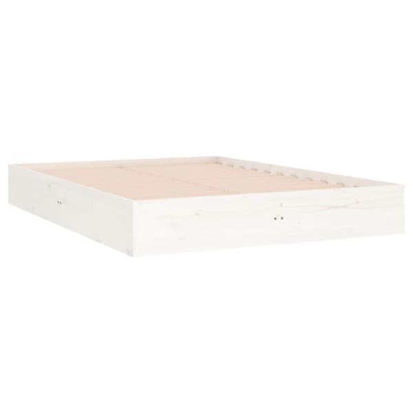 vidaXL Sängram vit massivt trä 140x190 cm Vit