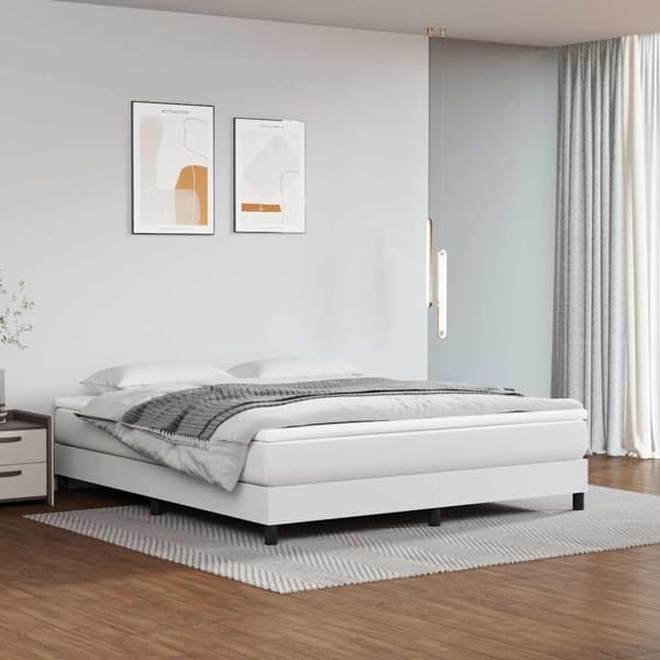 vidaXL Boxspring-sängram vit 180x200 cm konstläder Vit