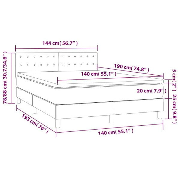 vidaXL Ramsäng med madrass vit 140x190 cm konstläder Vit
