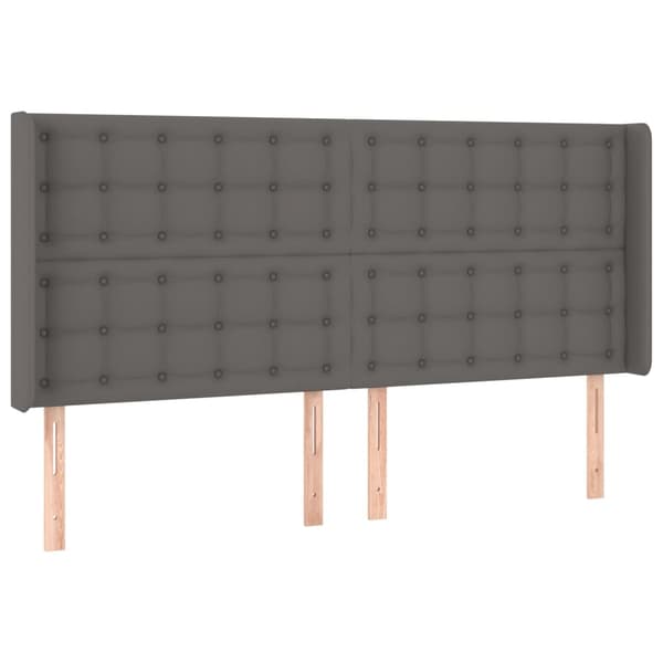 vidaXL Ramsäng med madrass & LED grå 160x200 cm konstläder Grå