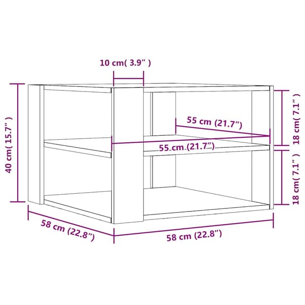 vidaXL Soffbord vit 58x58x40 cm konstruerat trä Vit
