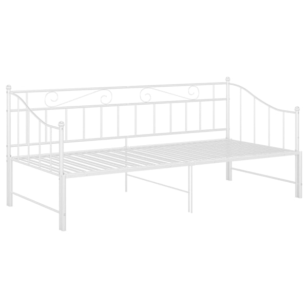 vidaXL Utdragbar sängram bäddsoffa vit metall 90x200 cm Vit