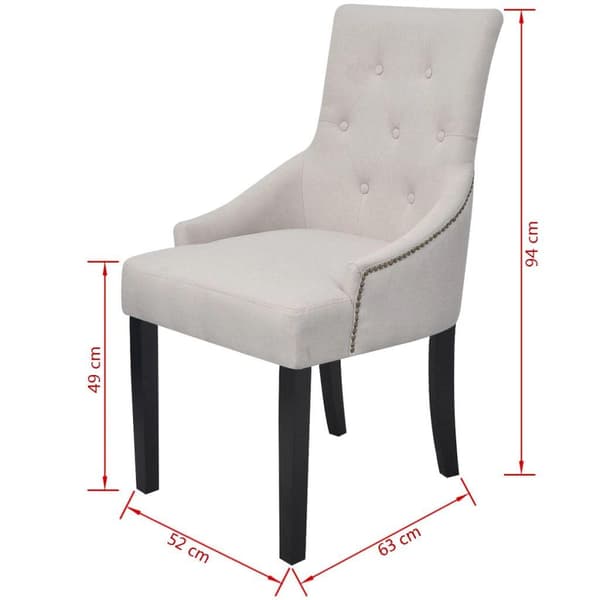 vidaXL Matstolar polyester gräddvita 6 st Creme