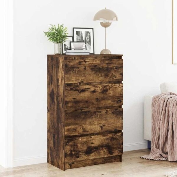 vidaXL Byrå rökfärgad ek 60x35x98,5 cm konstruerat trä Brun