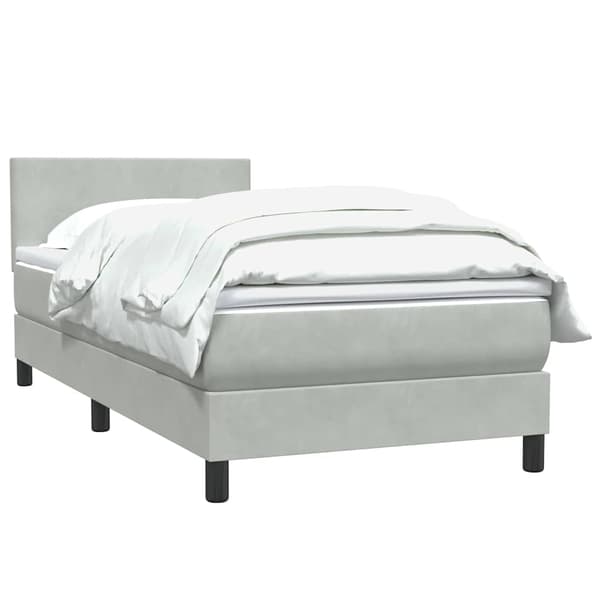 vidaXL Ramsäng med madrass ljusgrå 80x210 cm sammet Grå