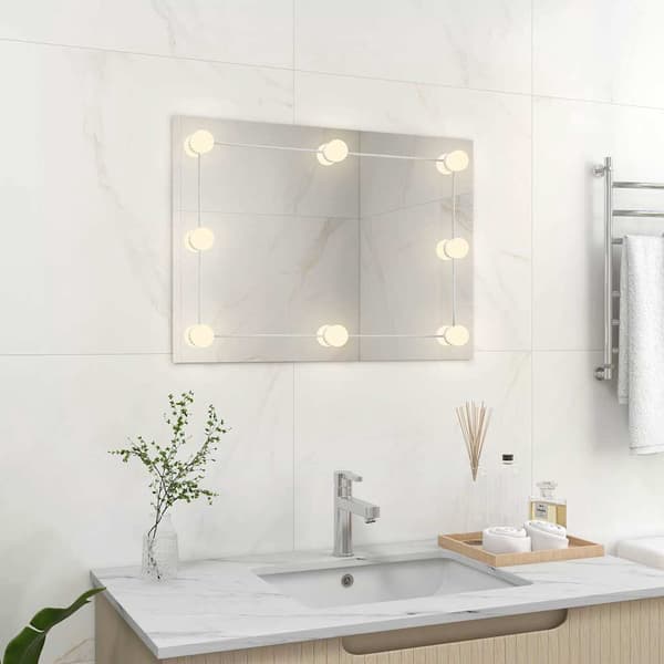 vidaXL Väggspegel utan ram LED-belysning rektangulär Silver