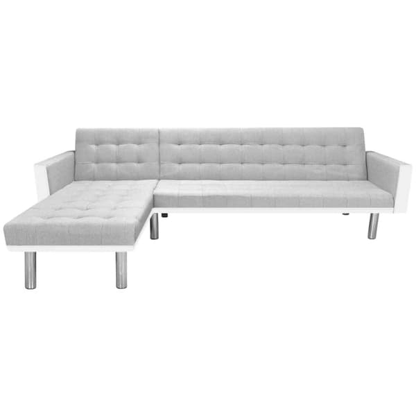 vidaXL Bäddsoffa tyg 218x155x69 cm vit och grå grå