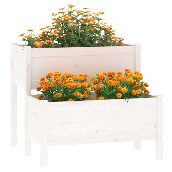 vidaXL Odlingslåda vit 84,5x84x75 cm massiv furu Vit