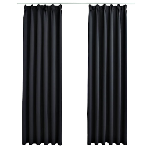 vidaXL Mörkläggningsgardiner med krokar 2 st svart 140x245 cm Svart