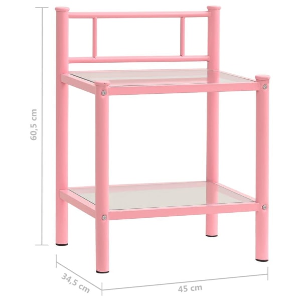 vidaXL Sängbord rosa och transparent 45x34,5x60,5 cm metall och Rosa