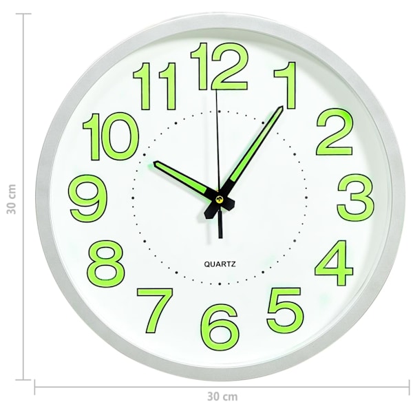 vidaXL Väggklocka upplyst vit 30 cm Vit
