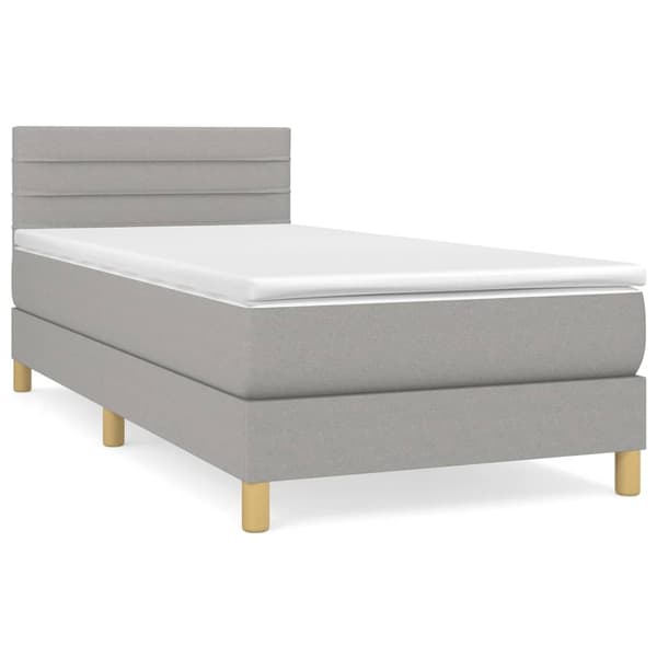 vidaXL Ramsäng med madrass ljusgrå 90x190 cm tyg Grå