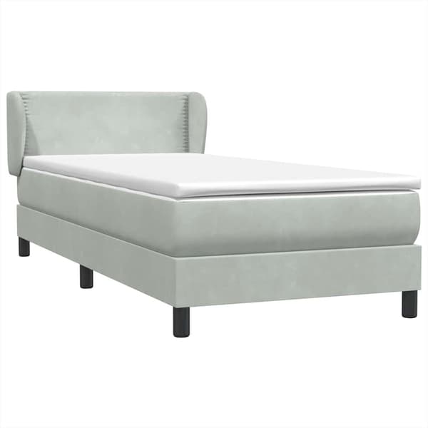 vidaXL Ramsäng med madrass ljusgrå 90x210 cm sammet Grå