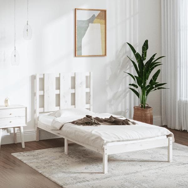vidaXL Sängram vit massivt trä 75x190 cm Vit