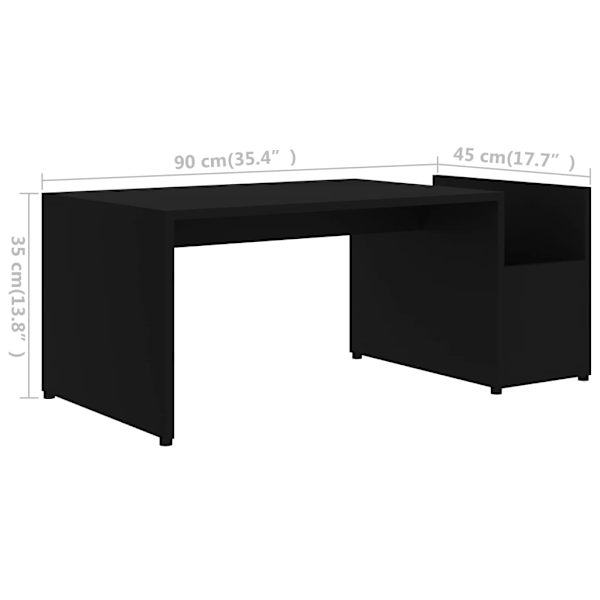 vidaXL Soffbord svart 90x45x35 cm konstruerat trä Svart